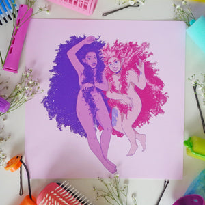 Wash Day Pink and Purple Art Print